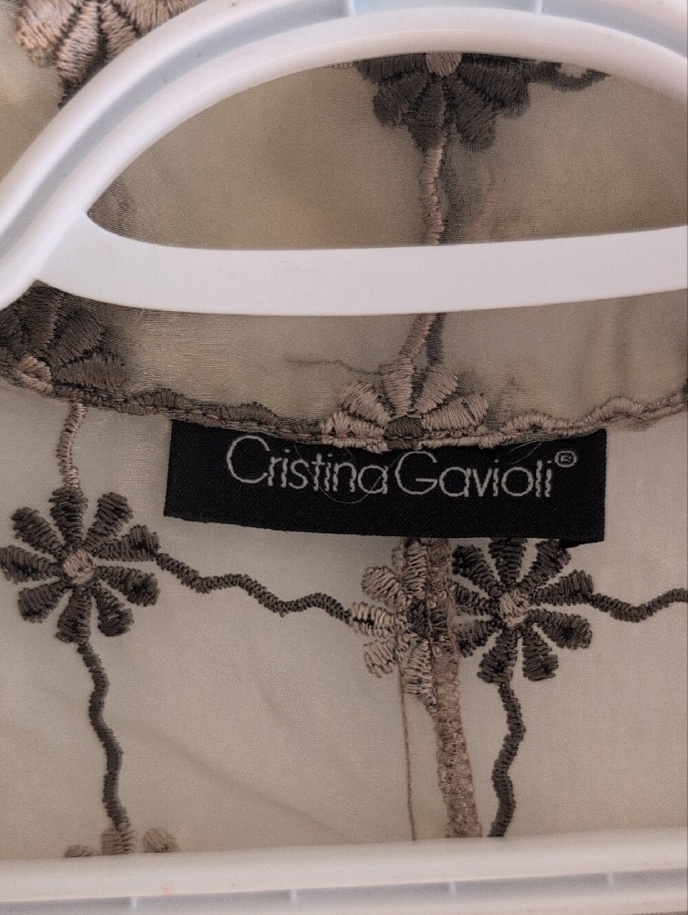 486 - Cristina Gavioli Sheer Embroidered Floral Blouse Italian Designer chic - Picture 2 of 8